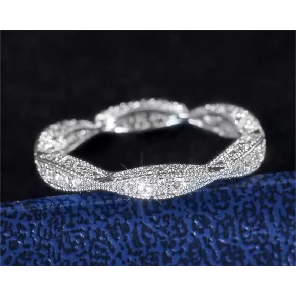 1 Ct Pave 18k Gold Plated Simulated Diamond‎ Eternity Wedding Band Ring, Size 9 - Picture 10 of 11